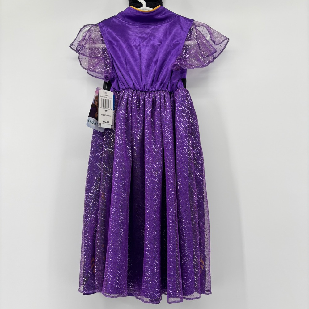 Disney Frozen Anna Purple Night Gown Sparkle Mesh Sleepwear Toddler Girls 2T NEW - Picture 4 of 9